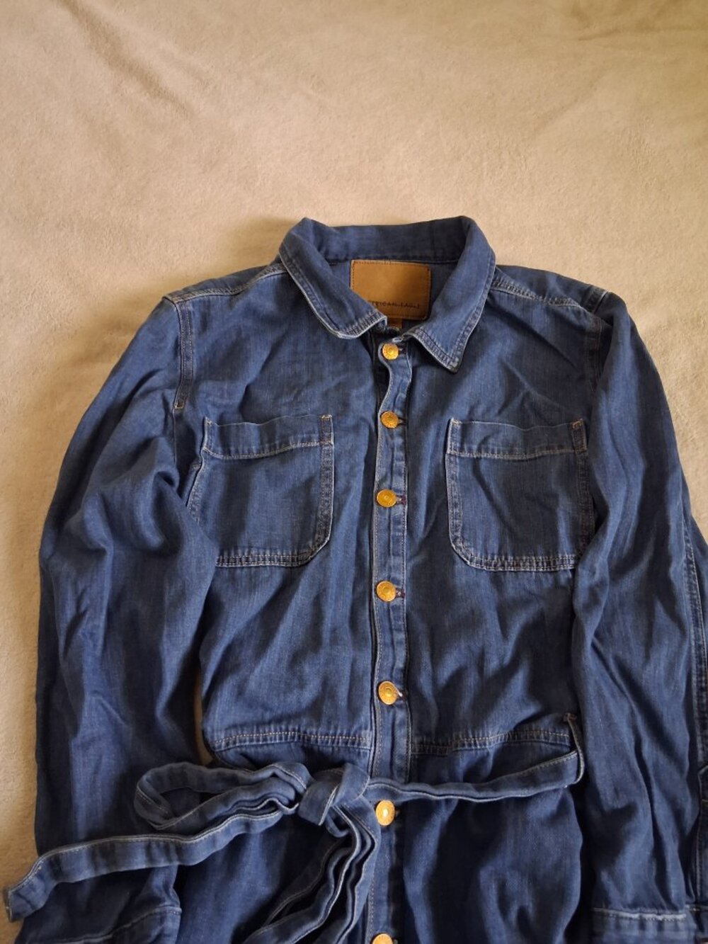 American Eagle Women's Size XXL Denim Button Down Long Sleeve Romper - Picture 5 of 16
